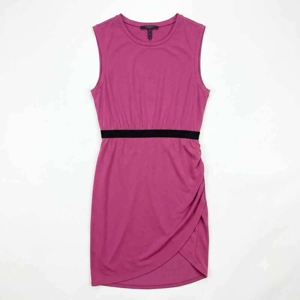 BCBGMaxAzria Side Ruched Asymmetric Tank Dress Purple Stretchy Womens Medium